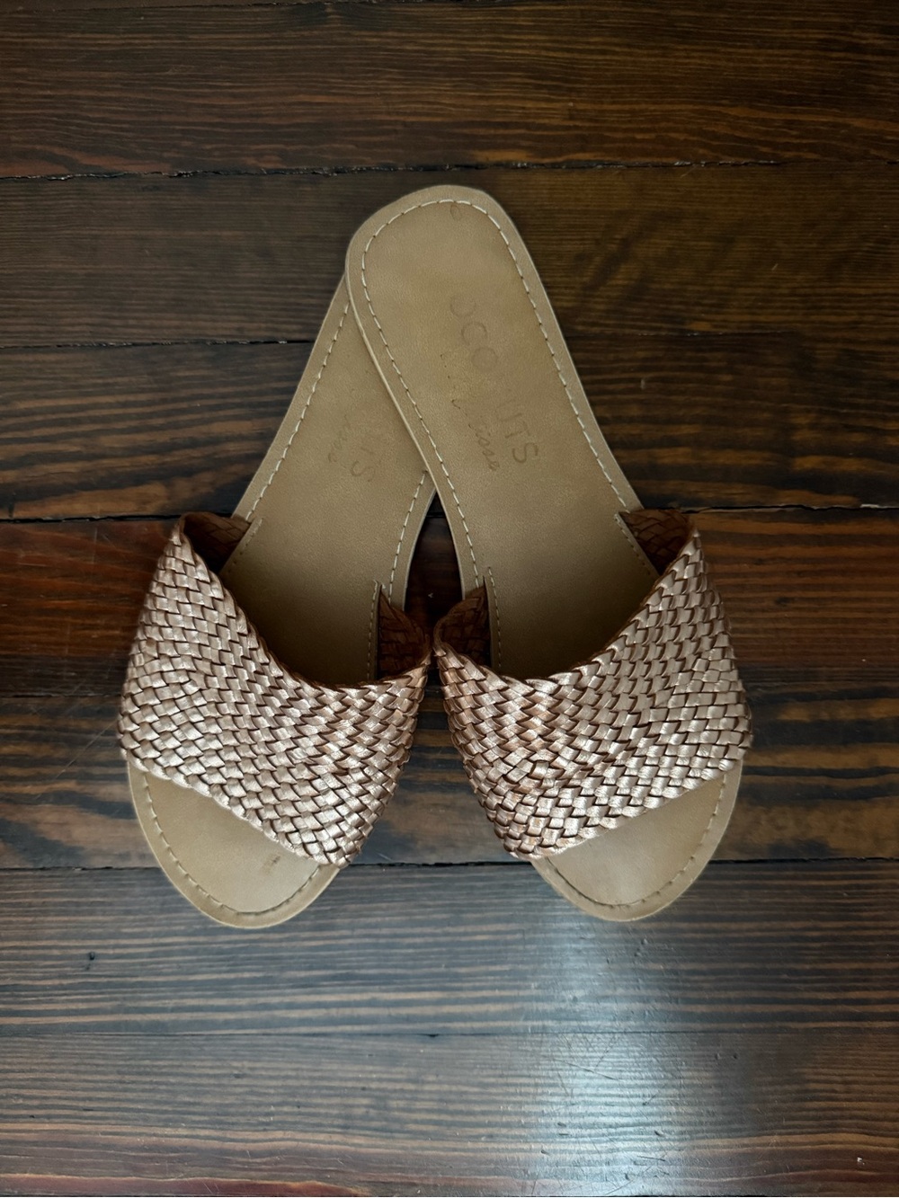 Women’s Coconuts by Matisse Rose Gold Woven Slide Sandals